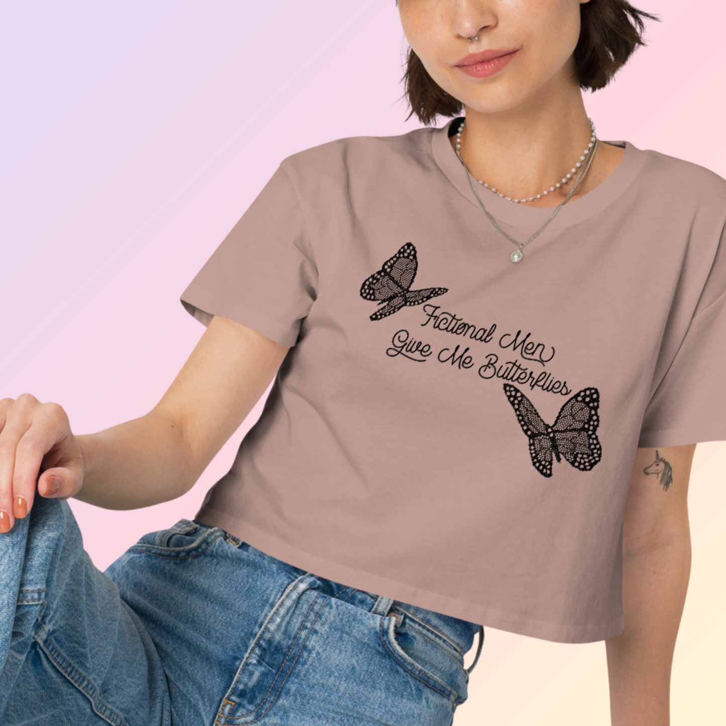 Fictional men give me butterflies Crop Top