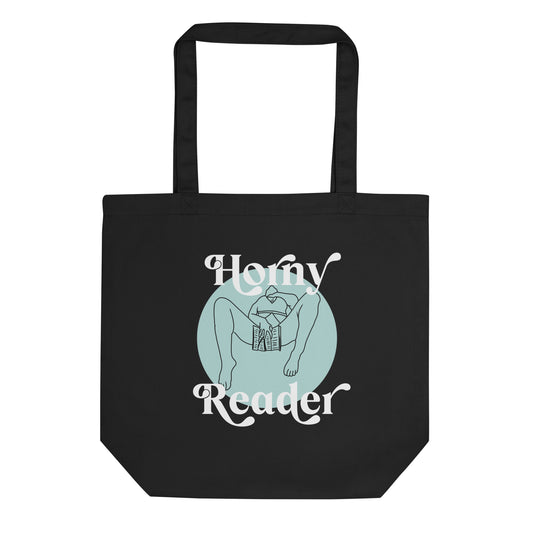 Horney Reader Bookish tote with one handed reader and a spicy book.