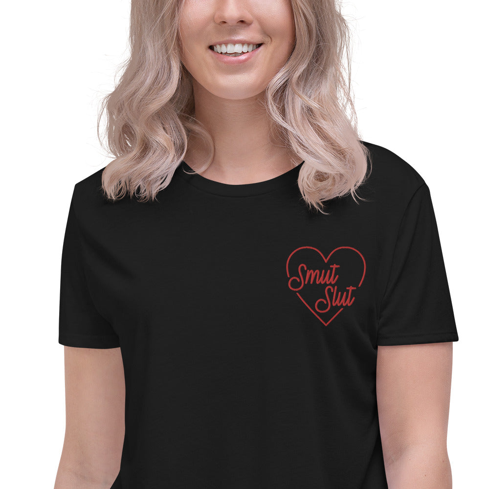 Smut Slut Embroidered Crop Tee