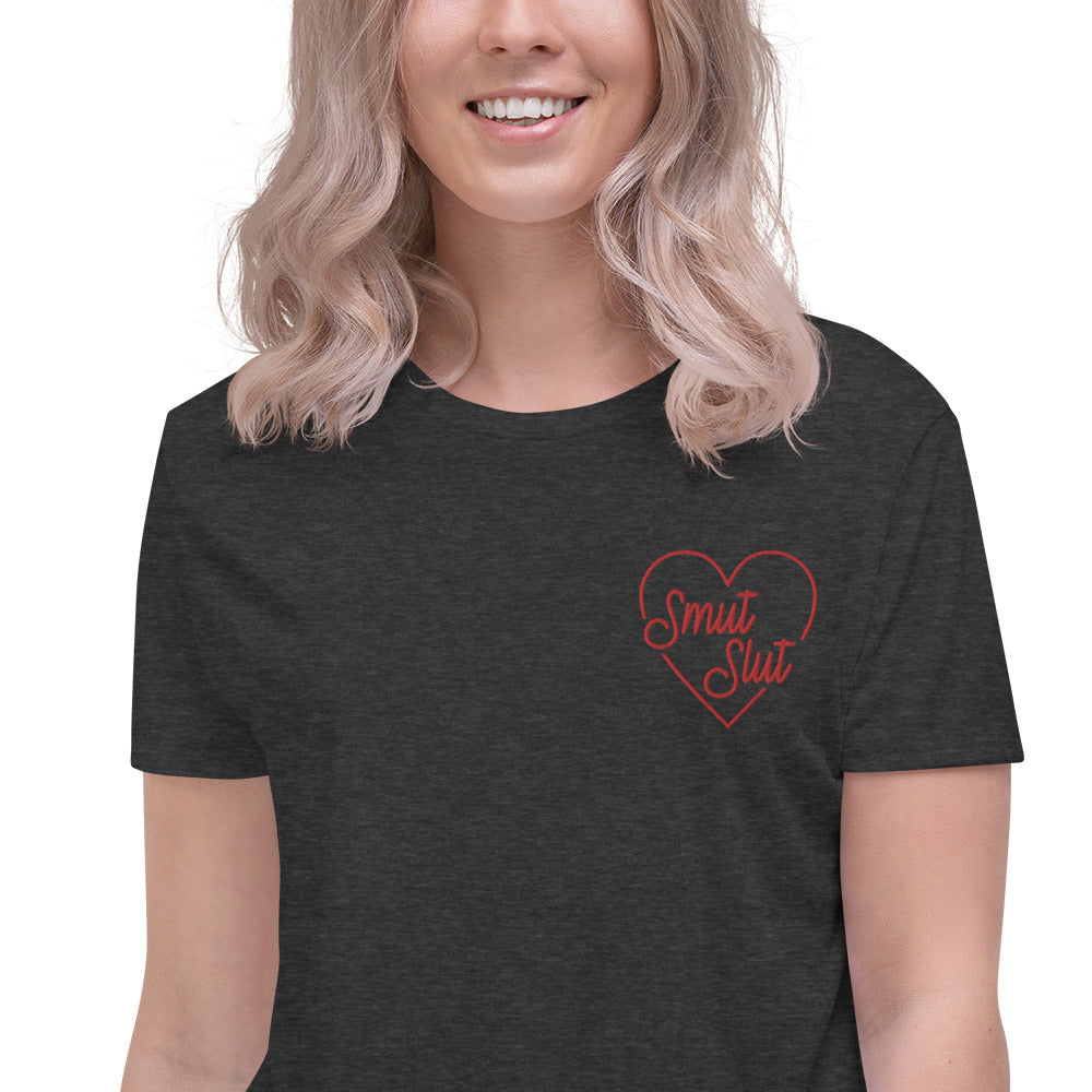 Smut Slut Embroidered Crop Tee