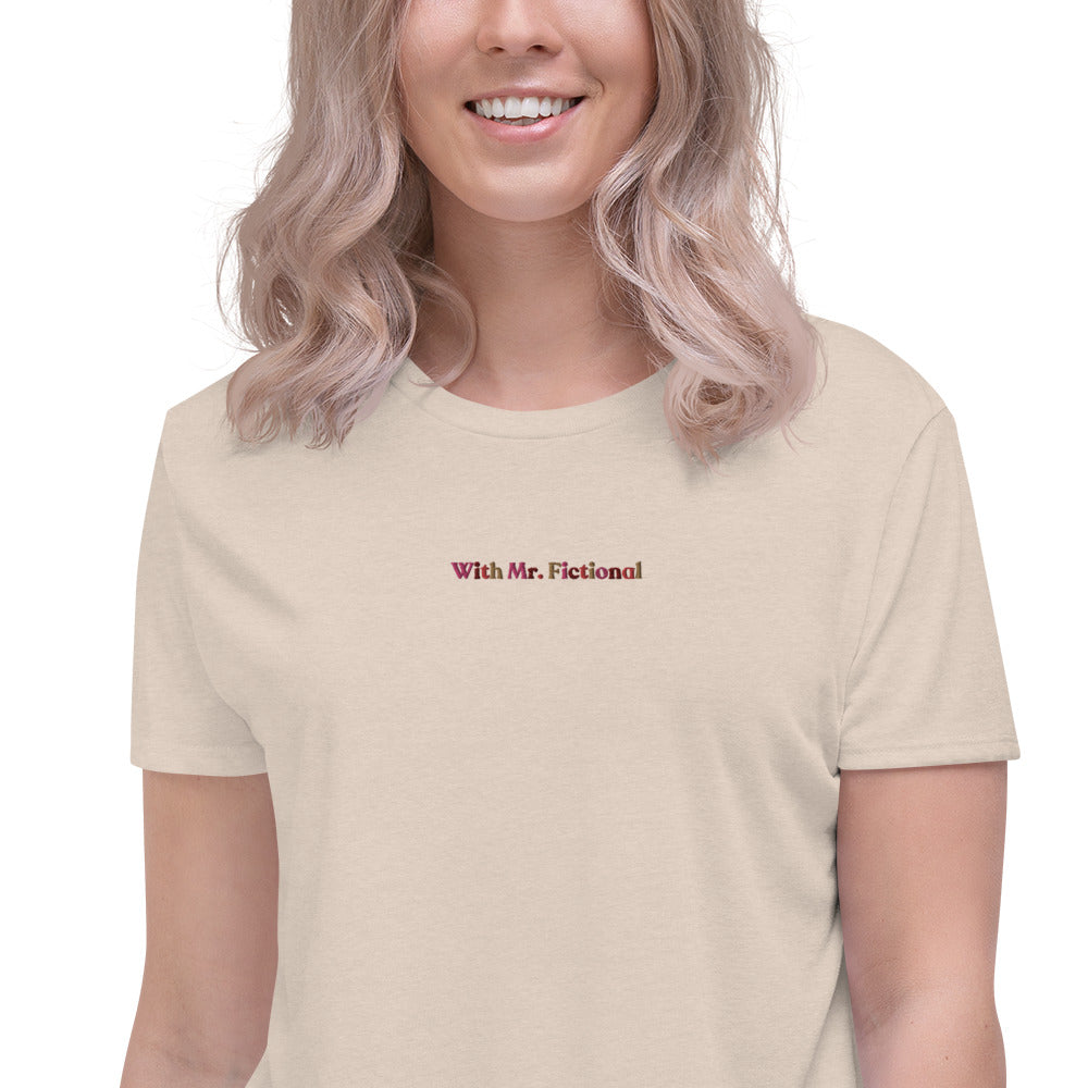 With Mr. Fictional Embroidered Crop Tee