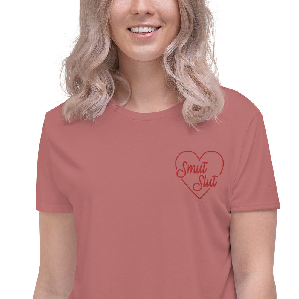Smut Slut Embroidered Crop Tee