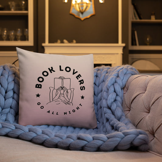 Book Lovers Go All Night Pillow - Ombré