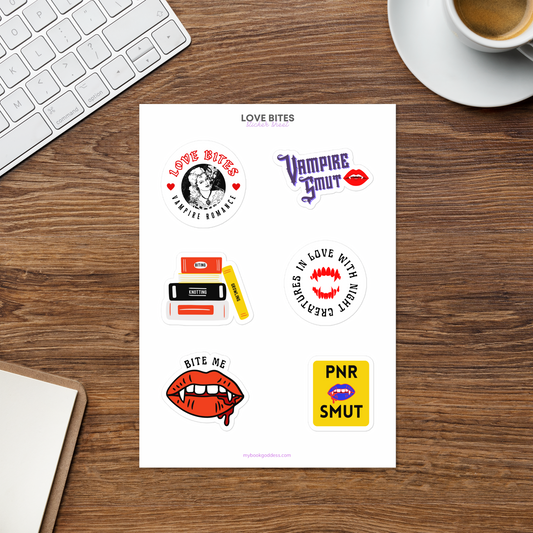 Love Bites Paranormal Romance Book Sticker Sheet
