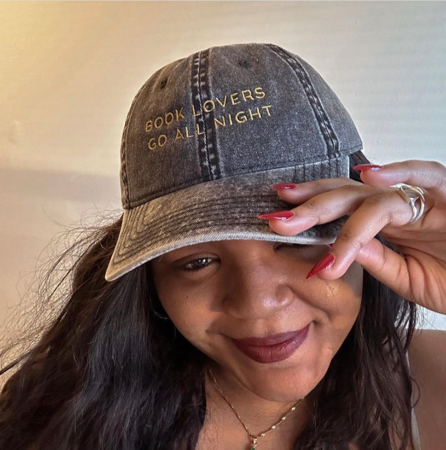 Book Lovers Go All Night Embroidered Hat