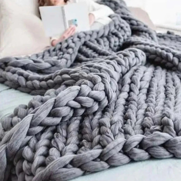 Chunky Weighted Knitted Throw Blanket