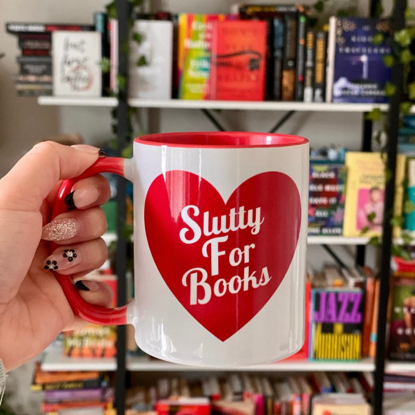 Slutty for book romance book lover mug