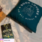 Book Lovers Go All Night Pillow - Teal