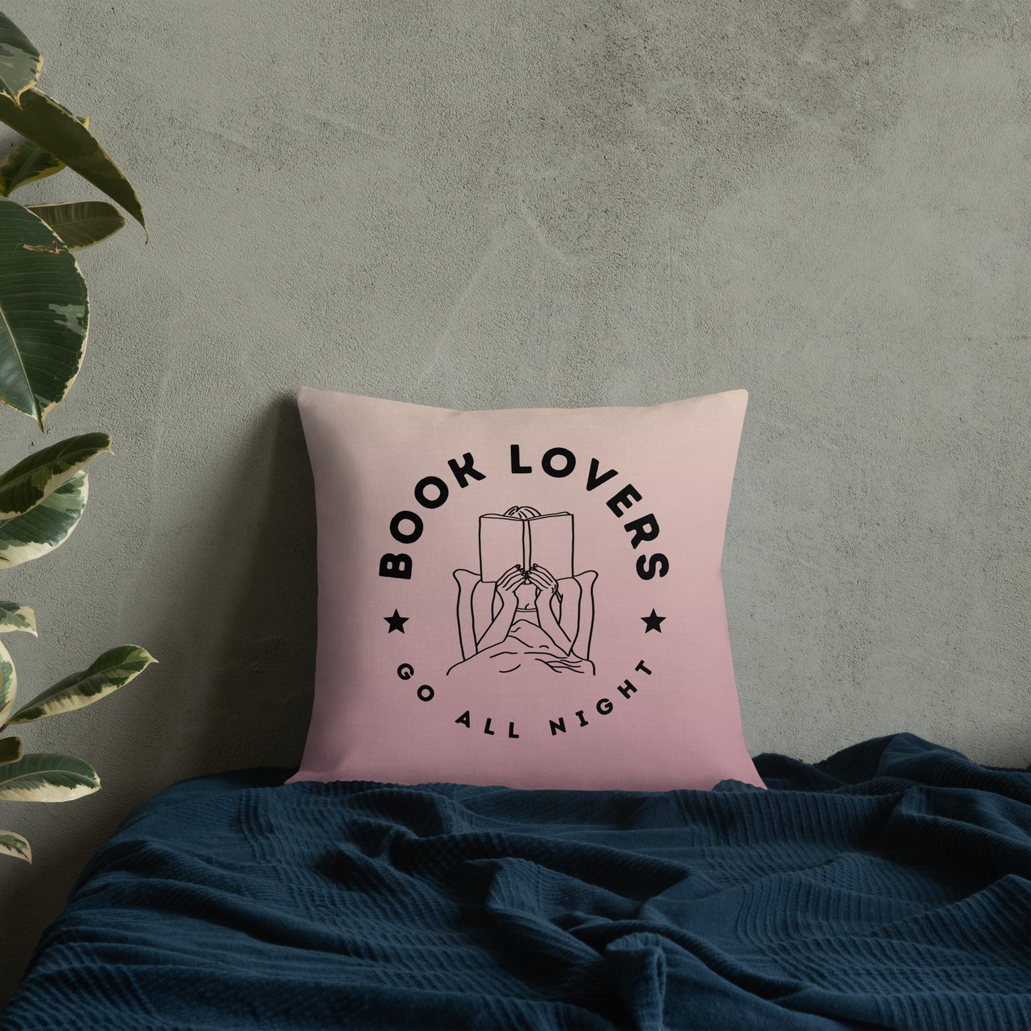Book Lovers Go All Night Pillow - Ombré