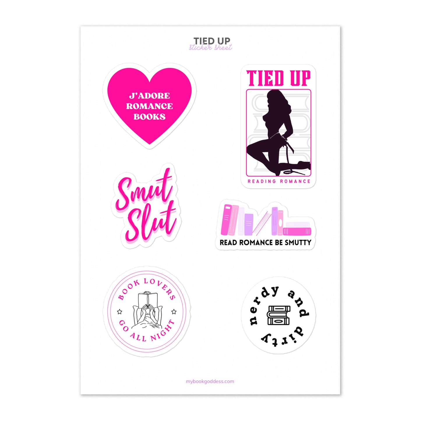 Tied Up Reading Romance Sticker Sheet