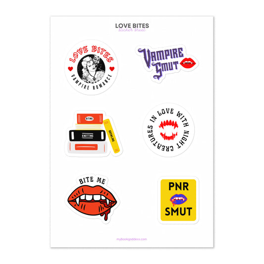 Love Bites Paranormal Romance Book Sticker Sheet